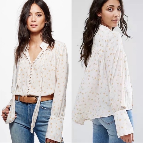 Free People Tops - Free People Modern Muse Blouse Ivory Combo Small Button Down Top